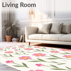Pink Floral Meadow Ground Cover Rug