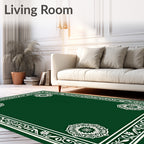 Vibrant Green Floral Medallion Border Rug