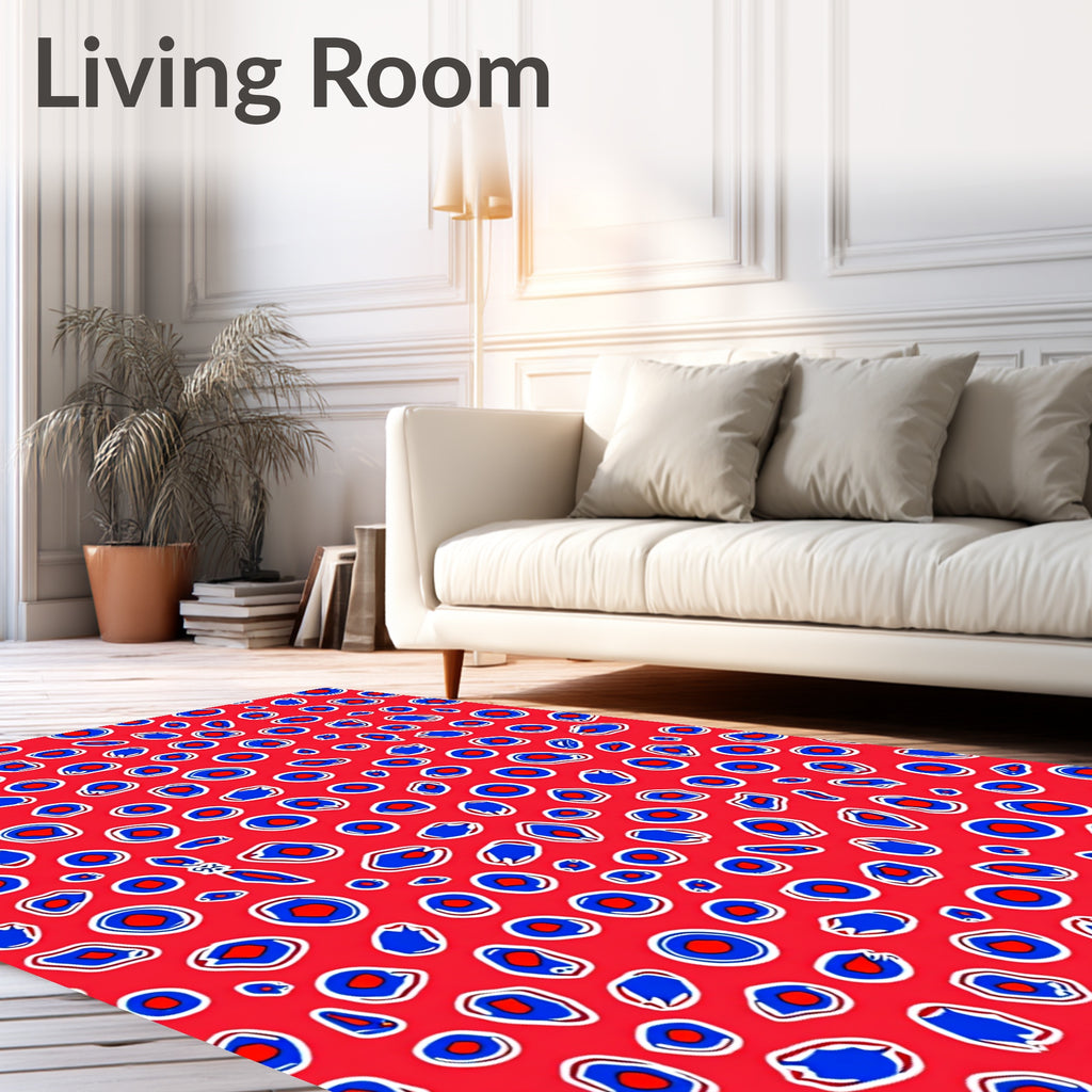Bold Red Blue Ocular Spots Rug