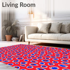 Bold Red Blue Ocular Spots Rug