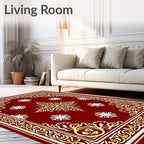 Crimson Gold Floral Medallion Border Rug