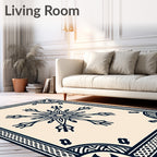 Cream Snowflake Celtic Knot Border Rug
