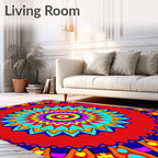 Vibrant Radial Mandala With Bold Colors Rug