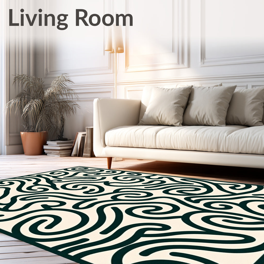 Minimalist Dark Abstract Swirl Rug