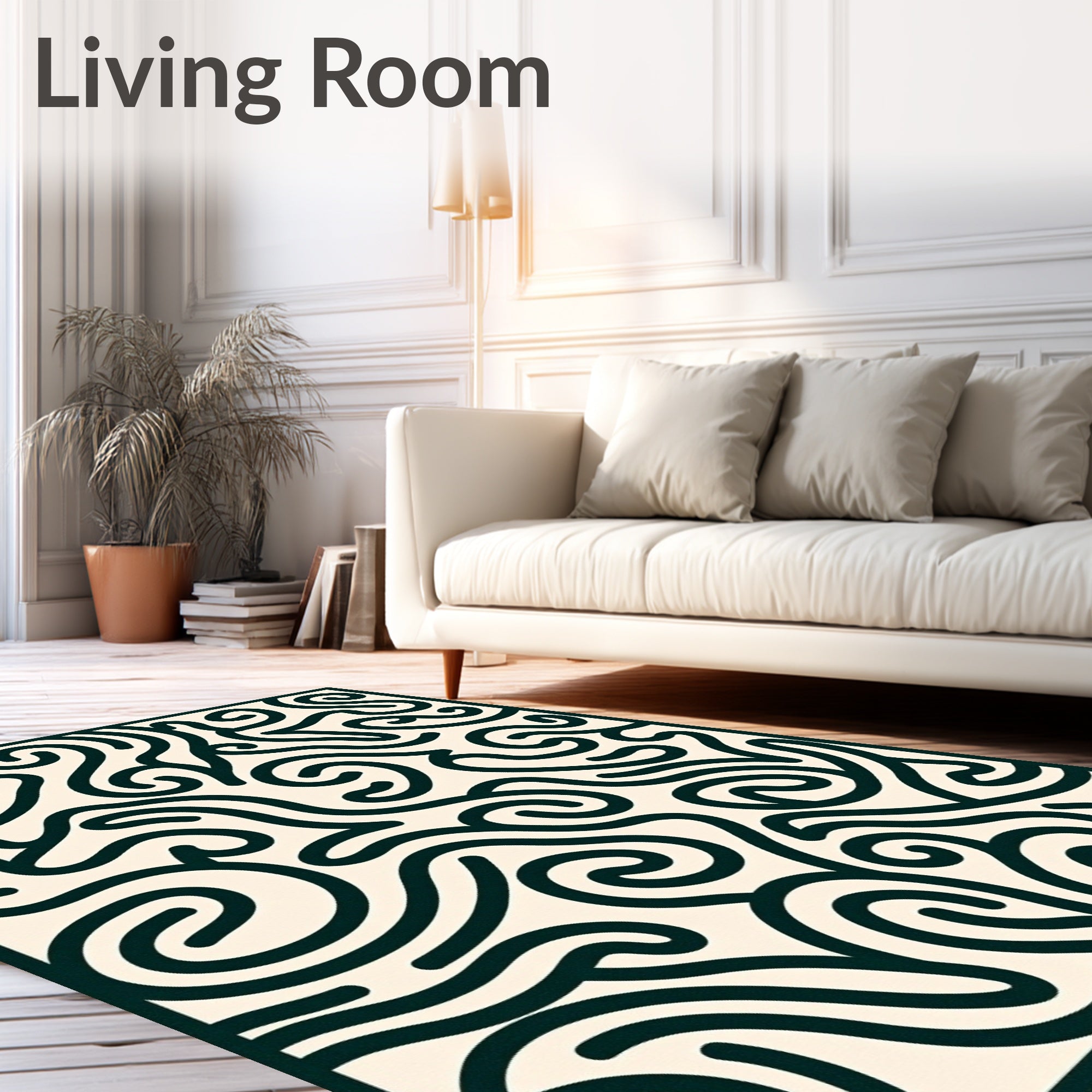 Minimalist Dark Abstract Swirl Rug