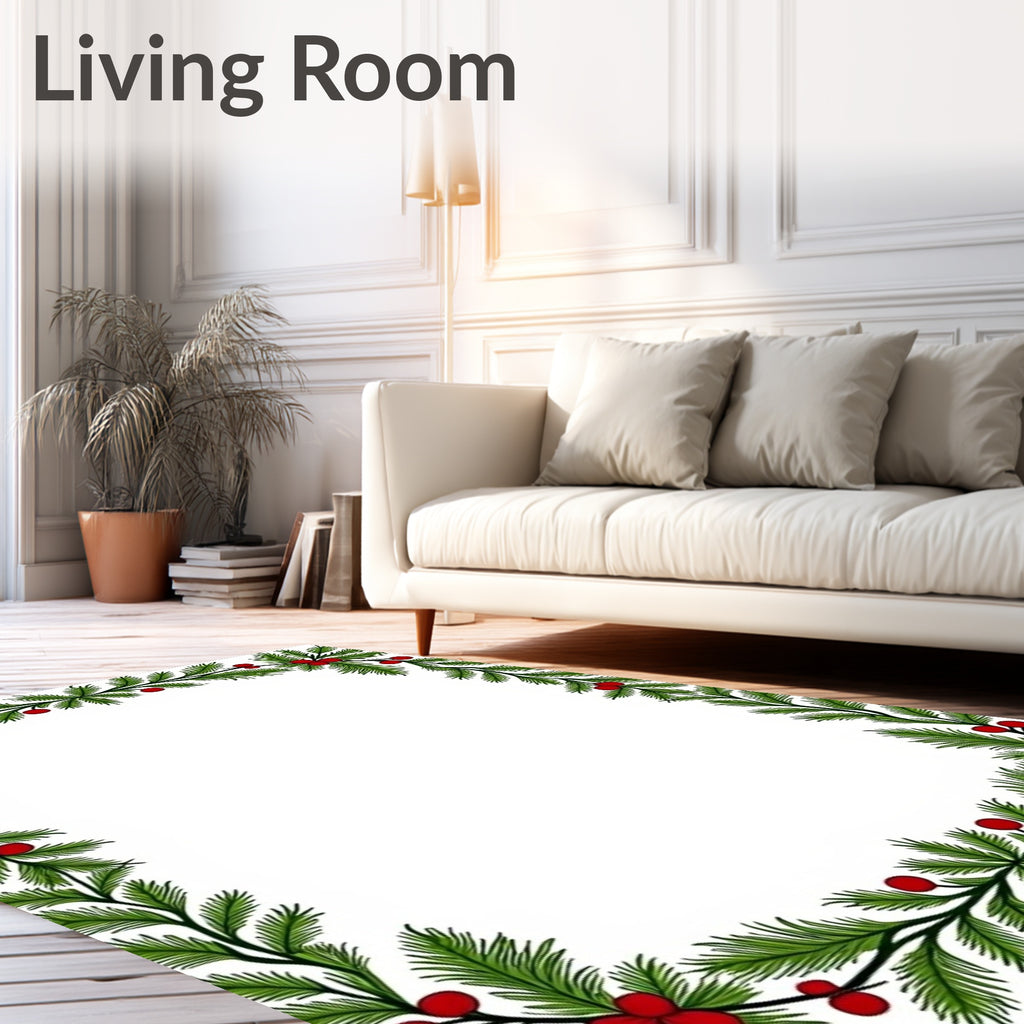 Festive Green Fir Berry Border Rug