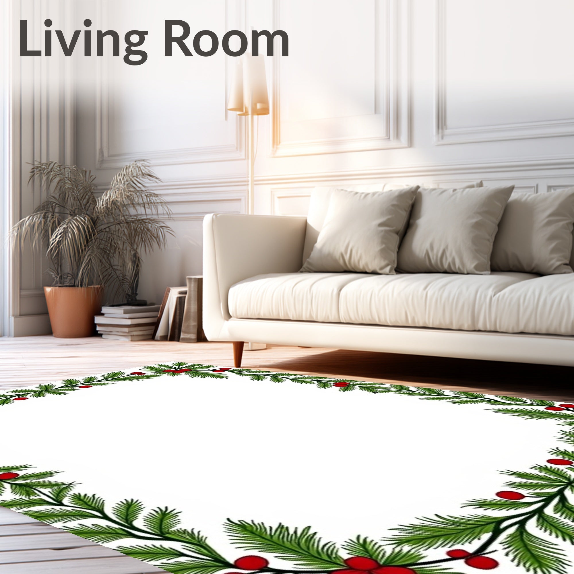 Festive Green Fir Berry Border Rug