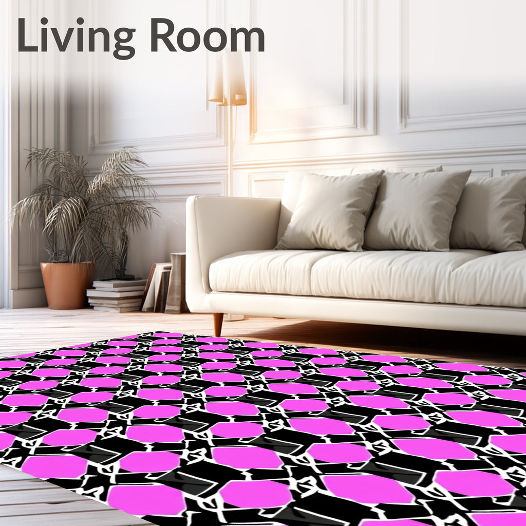 Pink Black Geometric Illusion Rug