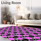 Pink Black Geometric Illusion Rug