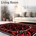 Bold Red Abstract Floral Bandana Rug