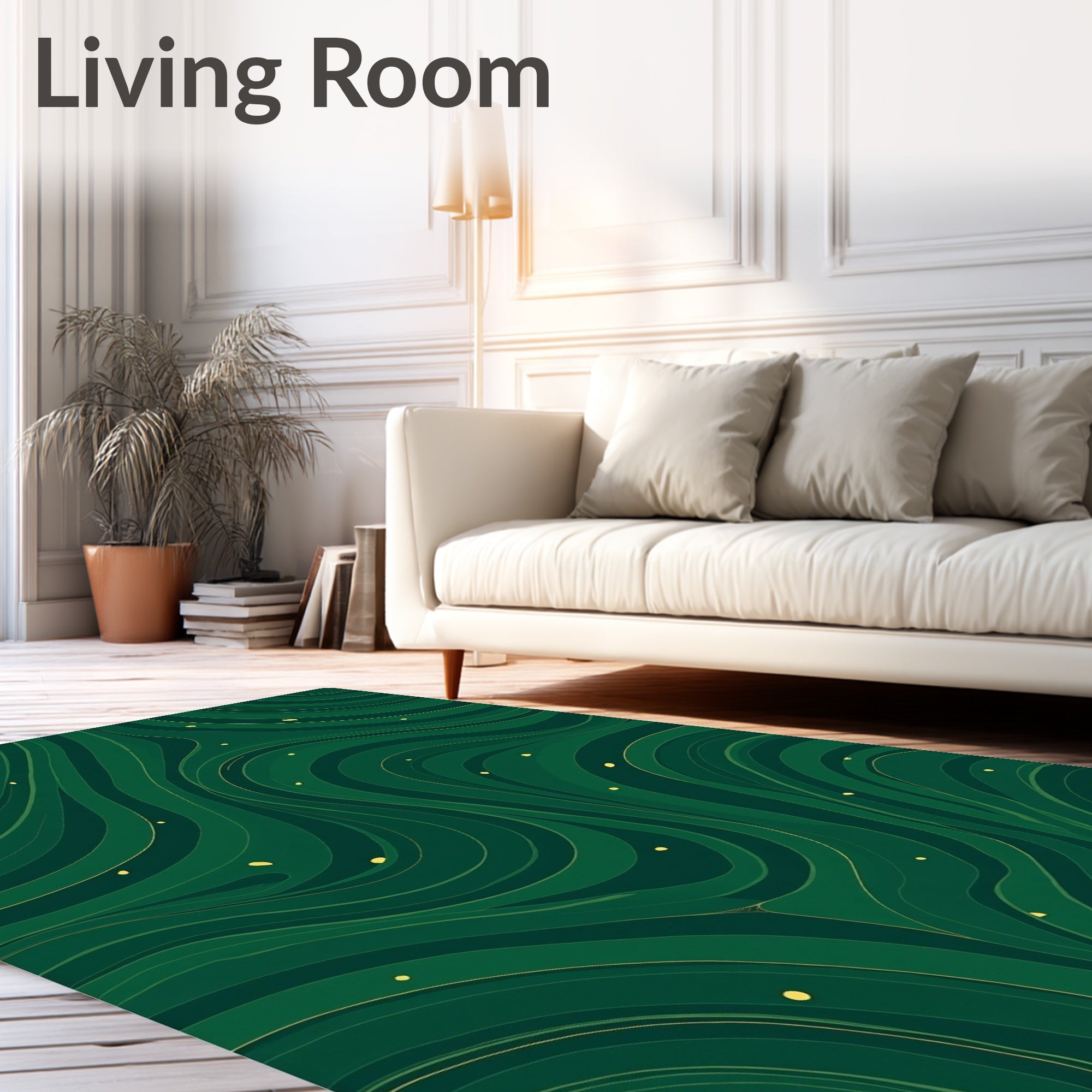 Emerald Green Swirled Flowing River Rug