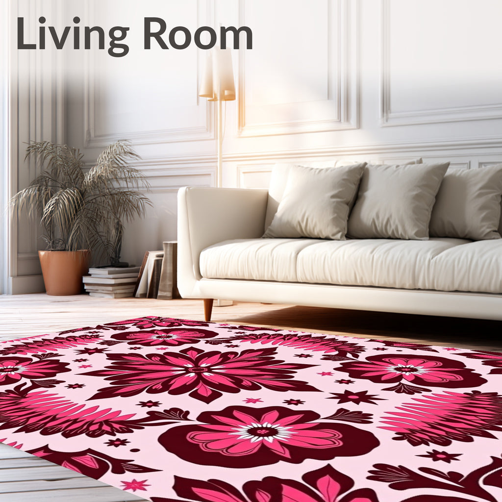 Vibrant Pink Floral Medallion Rug