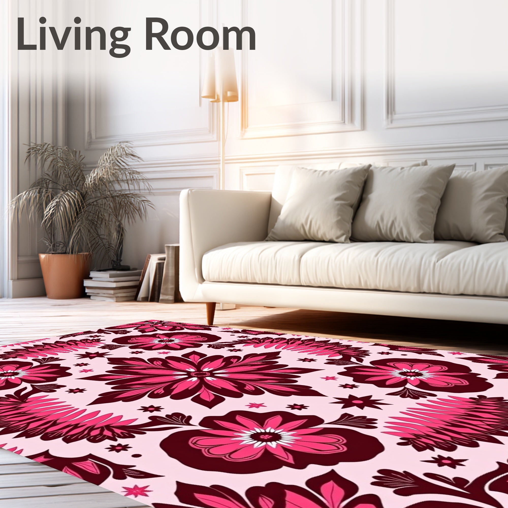 Vibrant Pink Floral Medallion Rug