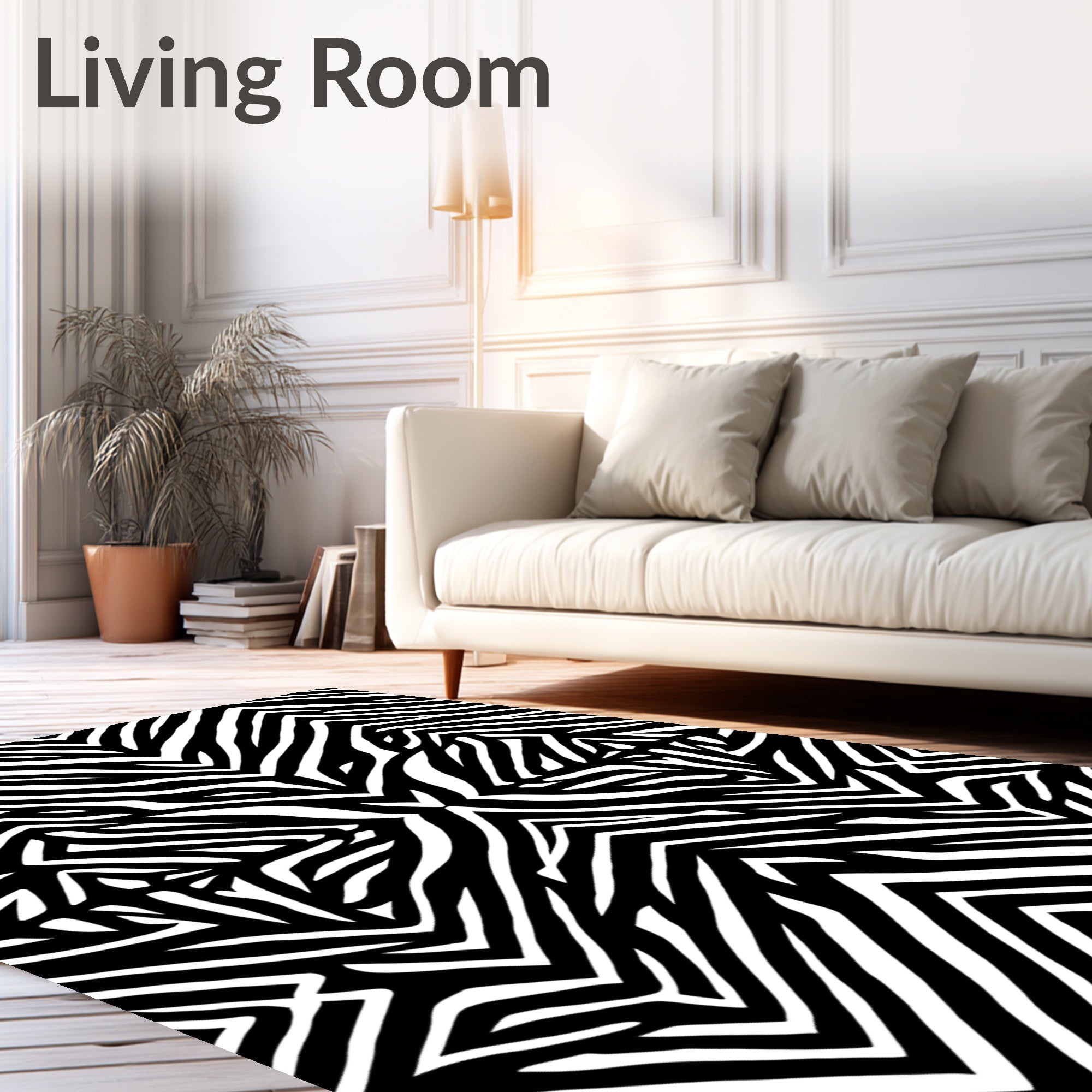 Monochromatic Black White Zebra Stripes Rug