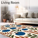 Cobalt Blue Pumpkin Autumn Floral Vine Rug