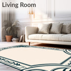 Dark Teal Floral Archway Frame Rug