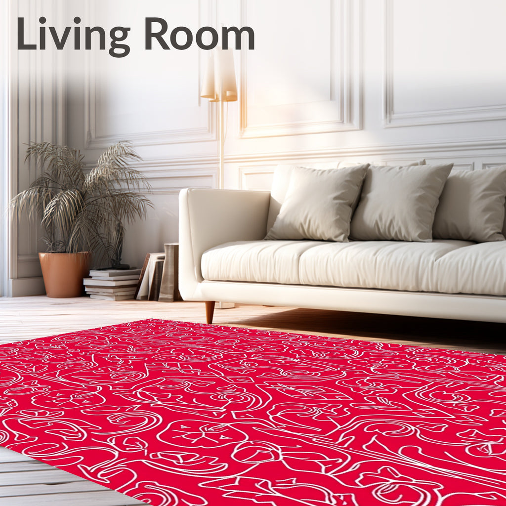 Crimson Floral Symmetry Rug