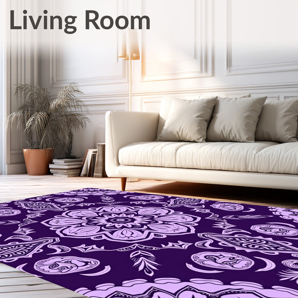 Ornate Purple Mandala Floral Rug