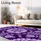 Ornate Purple Mandala Floral Rug