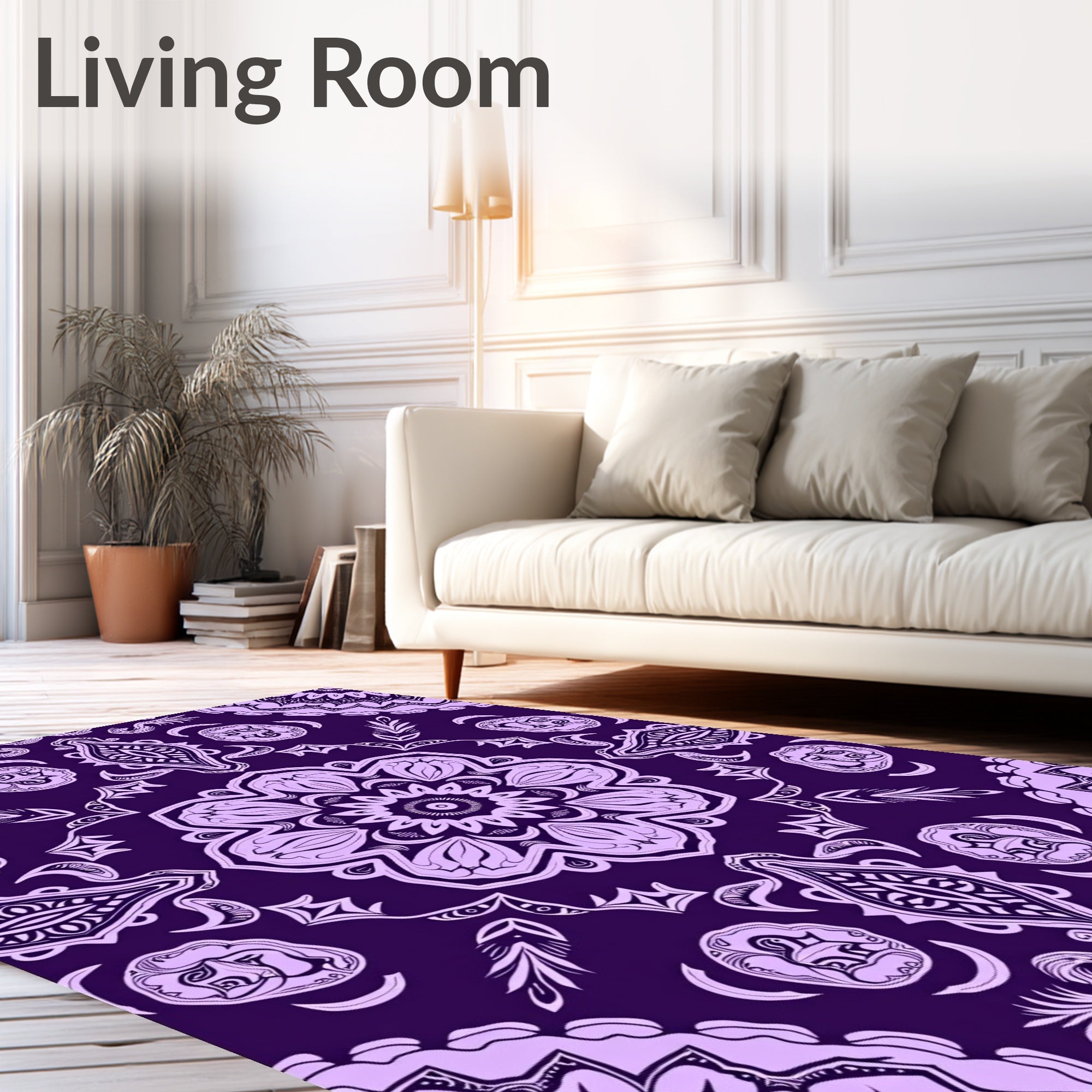 Ornate Purple Mandala Floral Rug