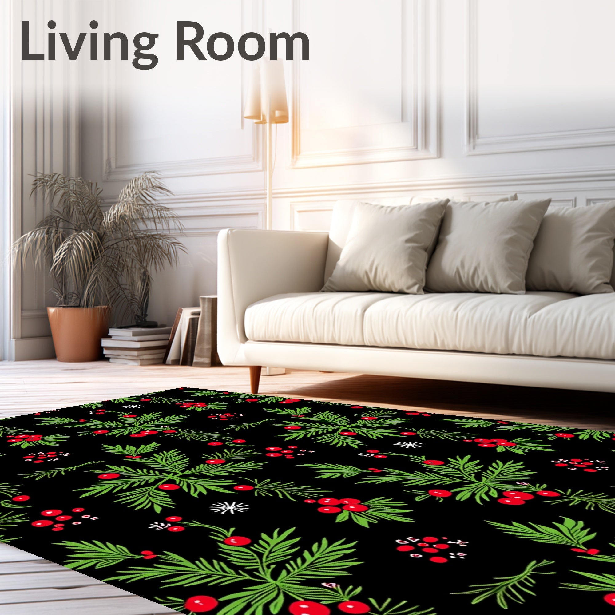 Verdant Holly Berry Sprigs Rug