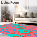 Coral And Teal Round Creatures Rug