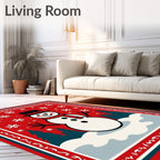 Festive Red Snowman and Trees Rug