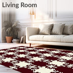 Maroon Ivory Geometric Starburst Grid Rug