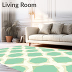 Soft Aqua Geometric Octagon Inlay Rug