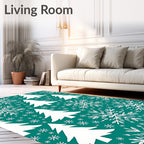Teal Snowflake Christmas Tree Repeat Rug