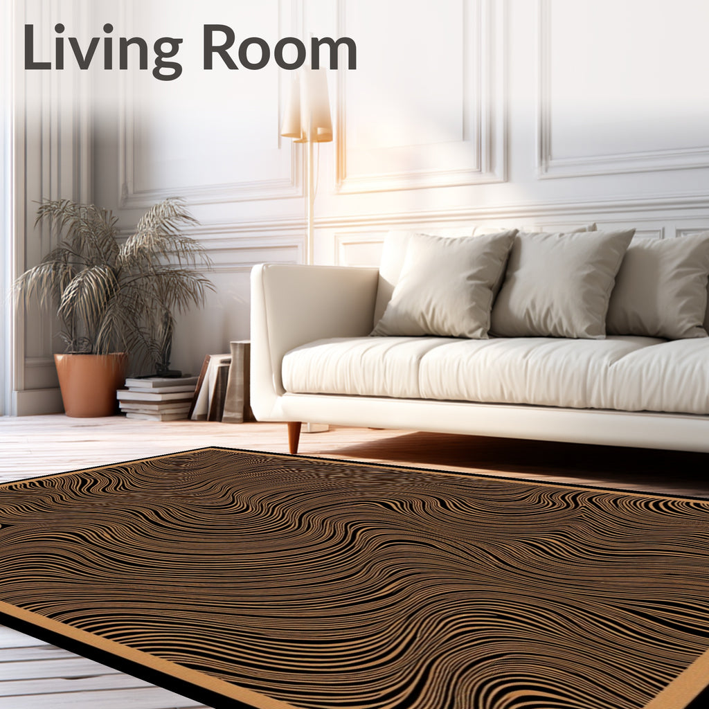 Warm Amber Wavy Stripe Rug