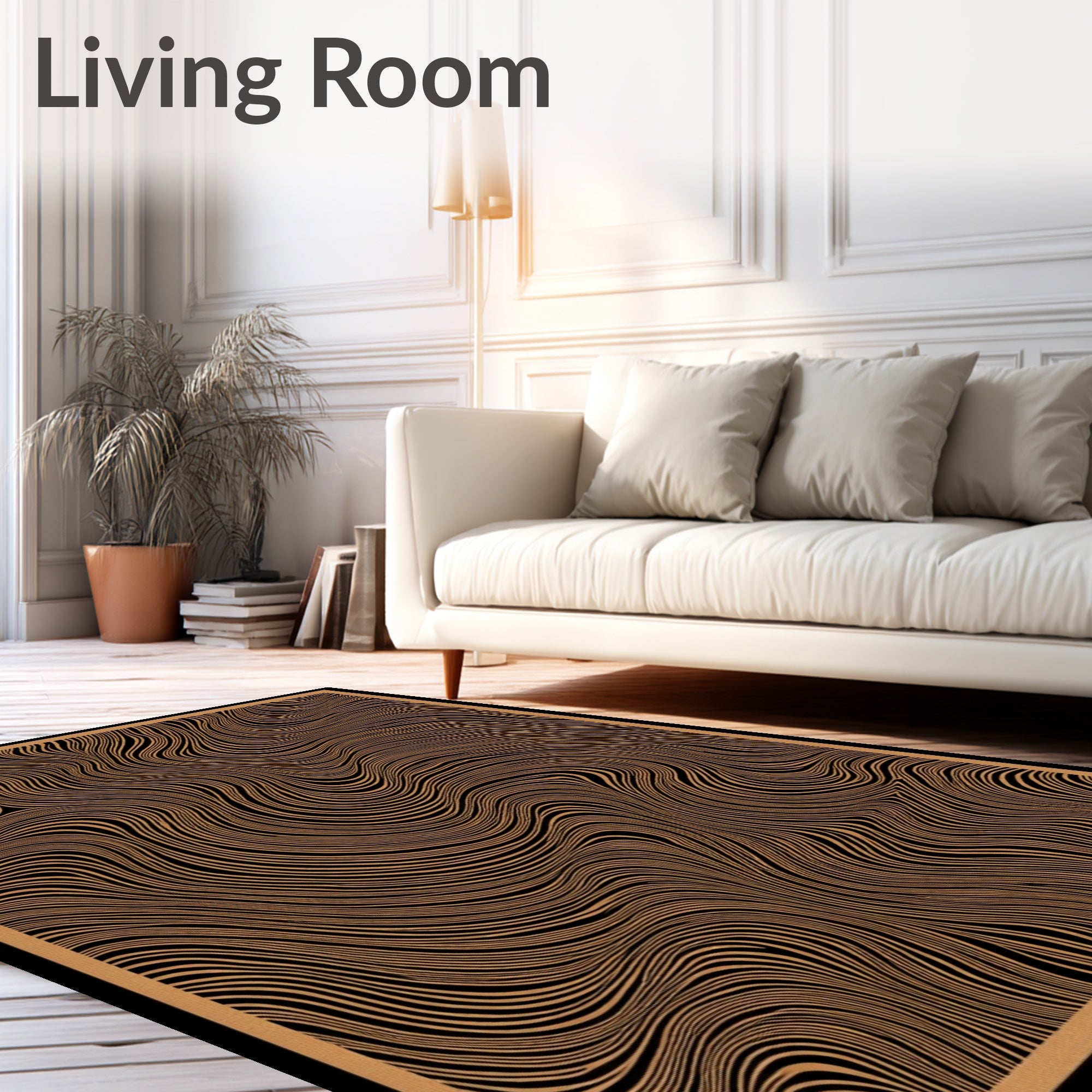 Warm Amber Wavy Stripe Rug