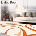 Bold Orange Flowing Swirl Rug