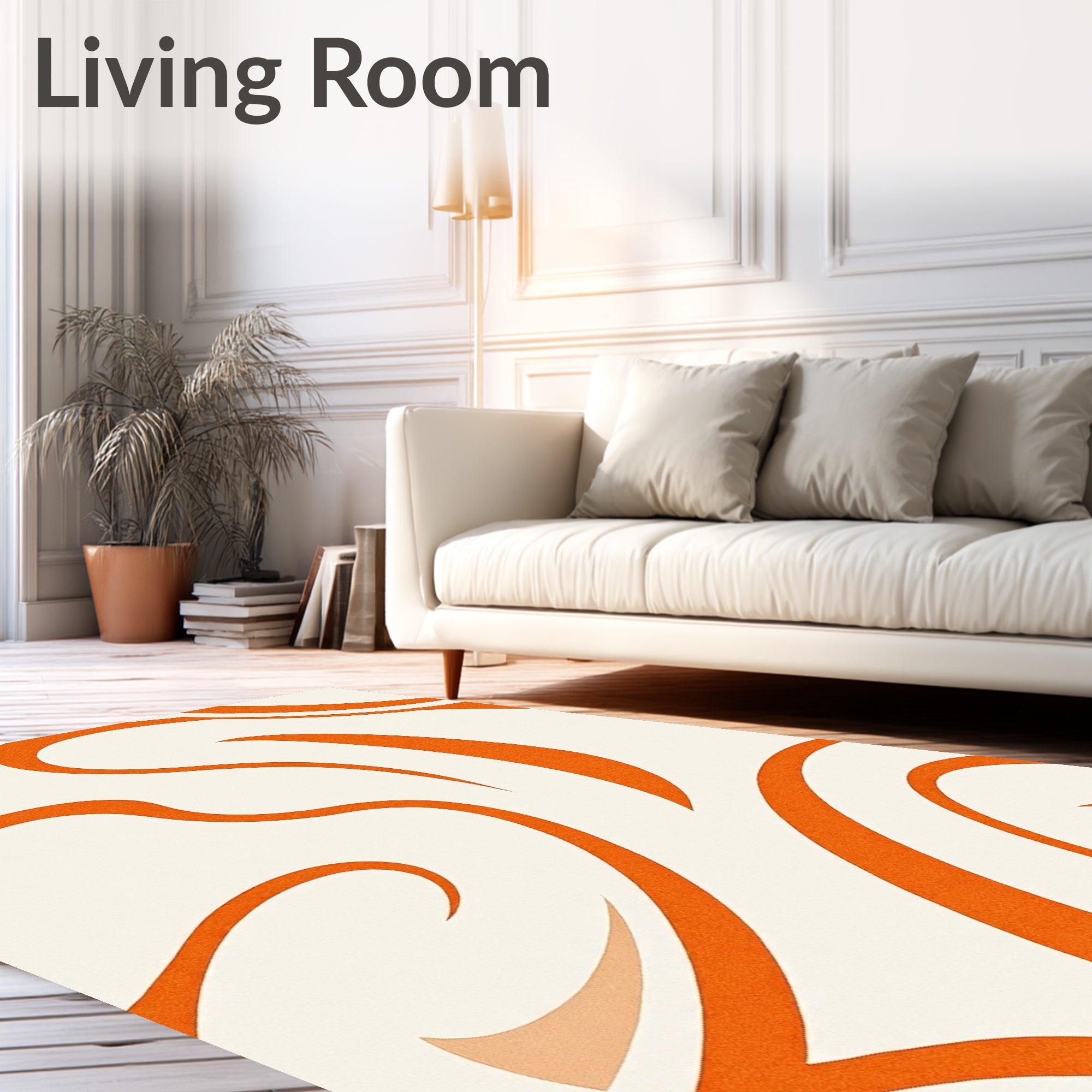 Bold Orange Flowing Swirl Rug