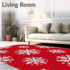 Crimson White Snowflake Repeat Rug