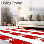 Bold Red White Jagged Stripe Rug