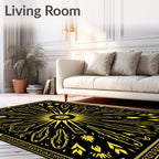 Golden Sunburst Star Mandala Rug
