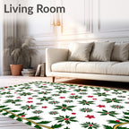 Green Holly Red Berry Wreath Rug
