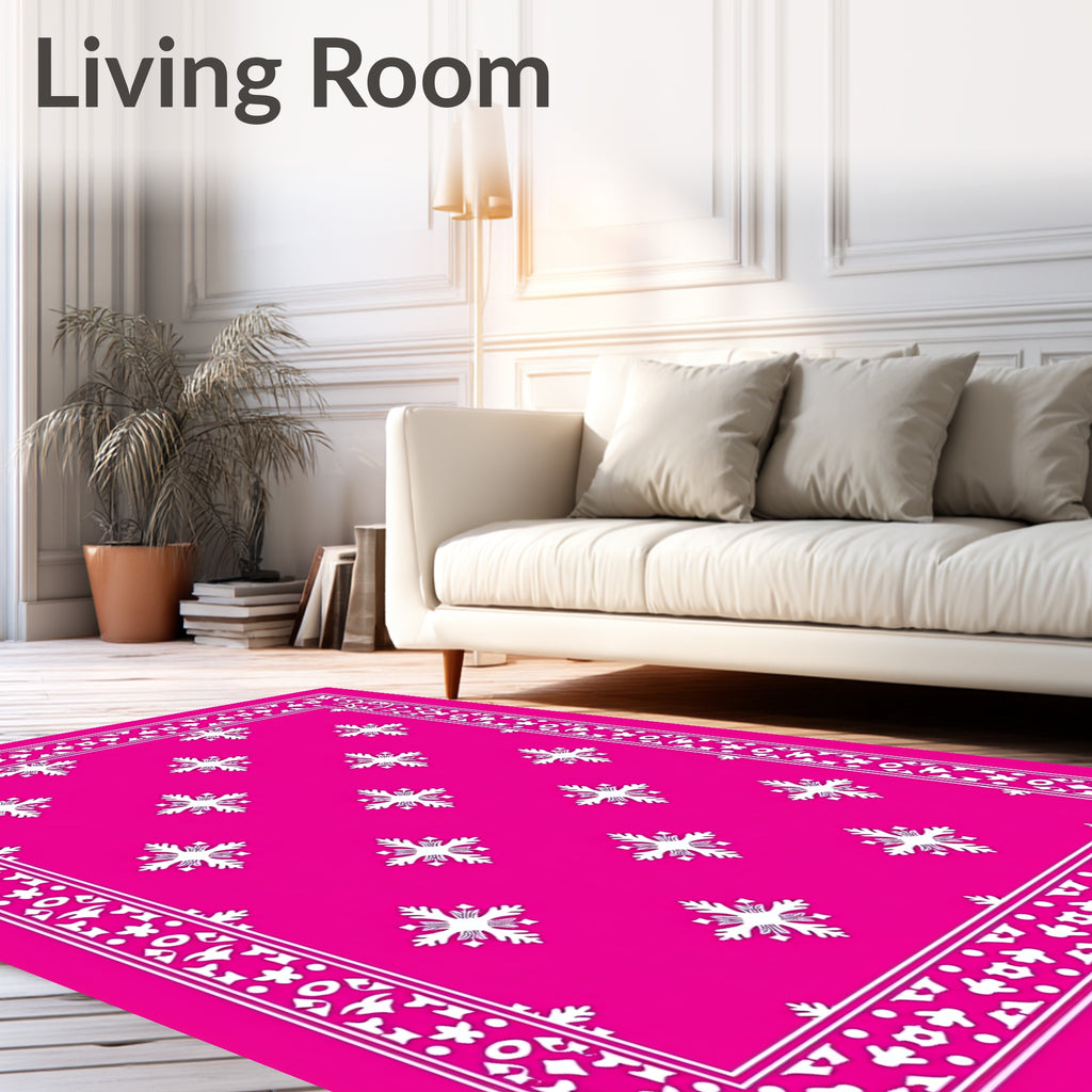 Hot Pink Floral Medallion Border Rug