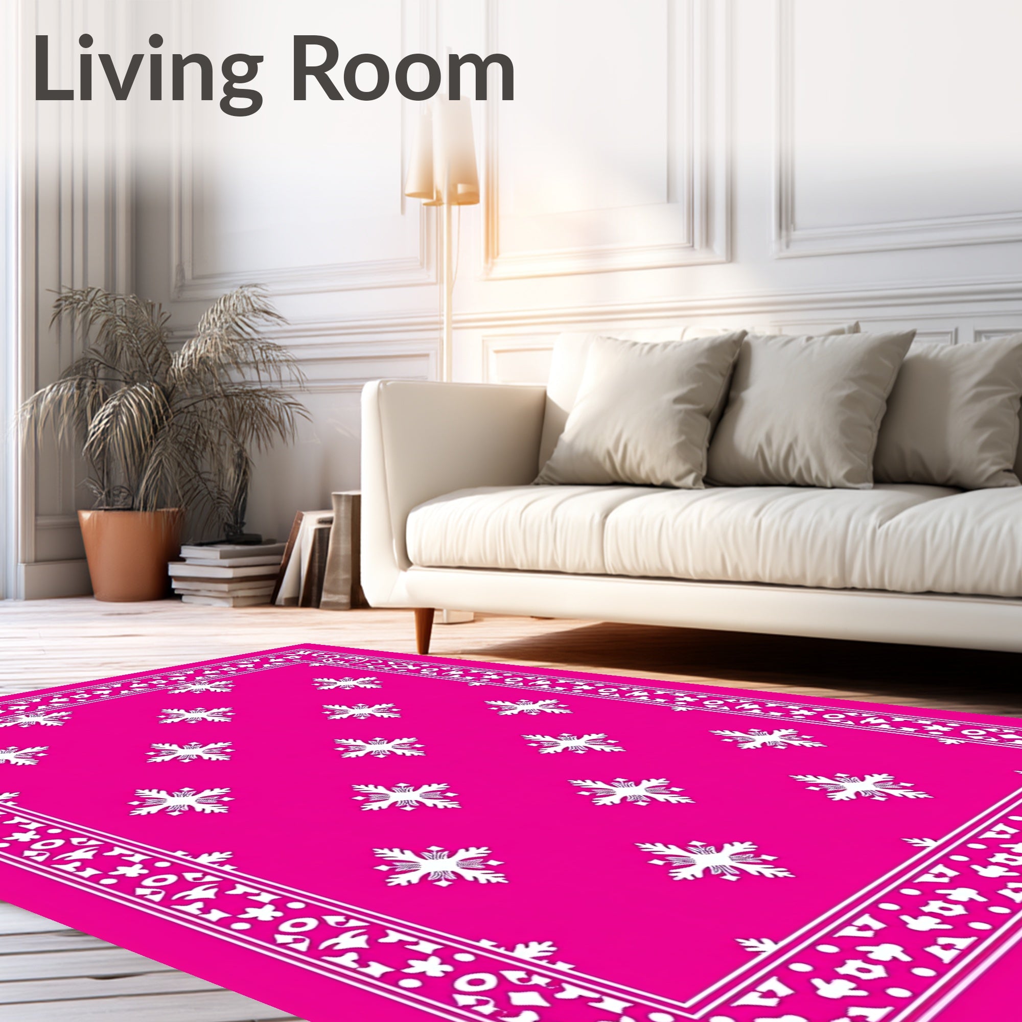 Hot Pink Floral Medallion Border Rug