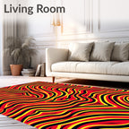 Vibrant Red Yellow Wave Flow Rug