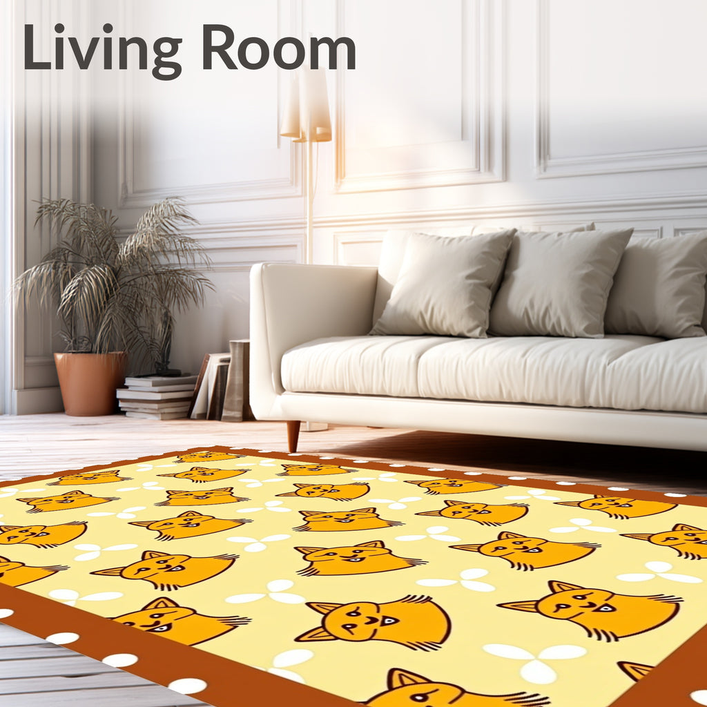 Cute Orange Fox Heads Repeating Pattern Rug