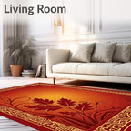 Crimson Leaf Bordered Gradient Rug