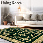 Golden Interlocking Circles Bordered Rug