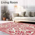 Crimson Floral Medallion Symmetry Rug