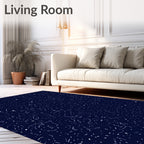 Deep Blue Starry Night Swirls Rug