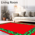 Festive Red Holly Berry Border Rug
