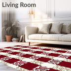 Crimson Cream Distressed Buffalo Check Rug