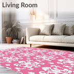 Pink floral damask classic repeat Rug