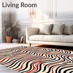 Crimson Black Wavy Stripe Rug